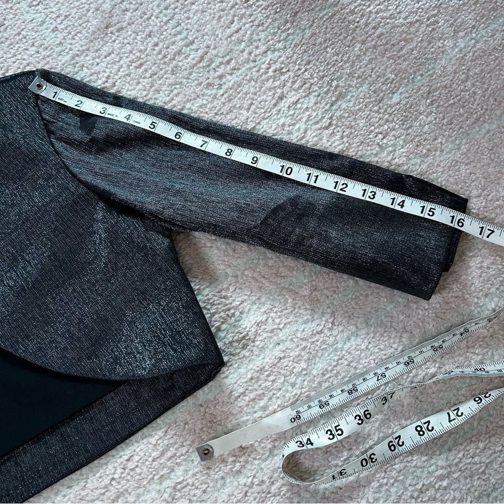 R&M Richards Shimmer Charcoal Midi Dress with Jacket Beaded Waist Size 6P Formal - Picture 9 of 16